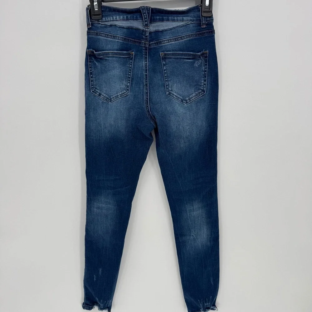 Wax Jean Womens Blue Distressed Skinny Ankle Jeans‎ Size 1  Raw Hem